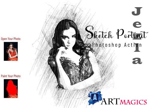 Sketch Portrait Photoshop Action - 6990804