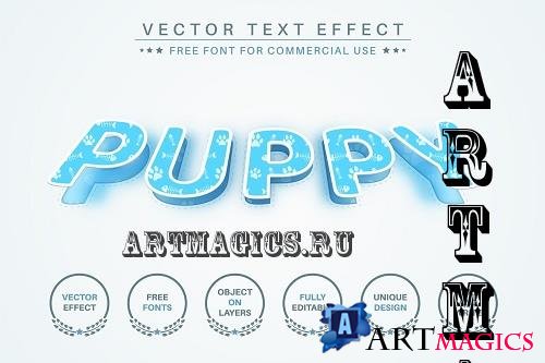 Puppy Sticker - Editable Text Effect - 6998452