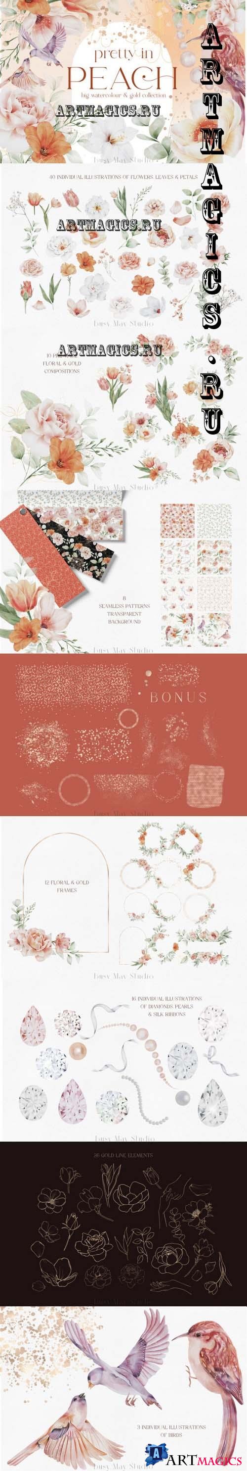 Pretty in Peach Collection - Big Spring Watercolor Collection PNG