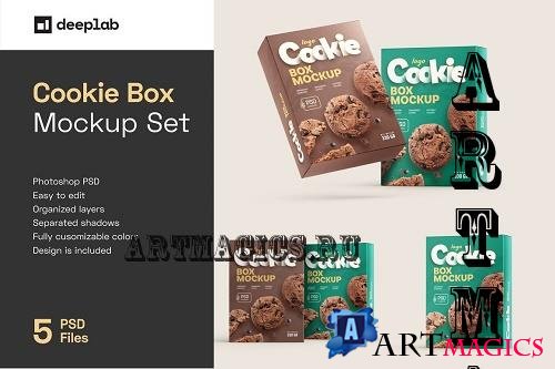 Cookies Box Packaging Mockup Set - 6985417