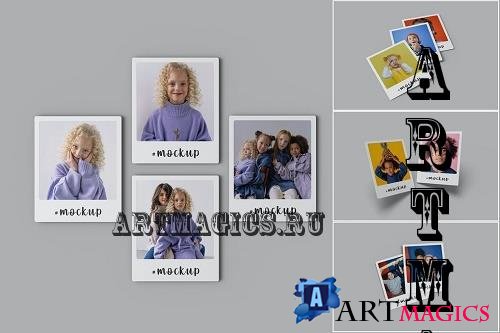 Polaroid Photos Collage Mockup