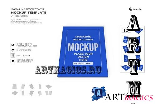 Magazine Book Cover Mockup Template Bundle - 1850856