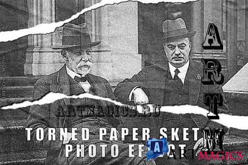 Torned Paper Sketch Photo Effect