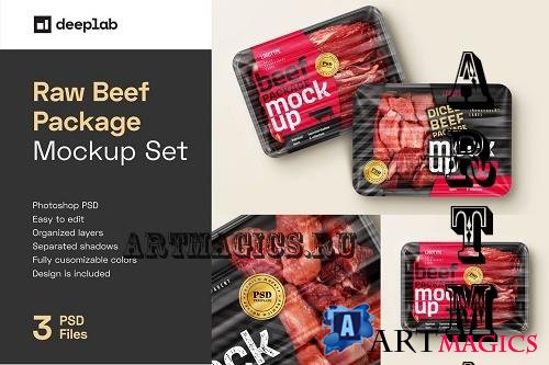 Raw Beef Package Mockup Set - 7053226