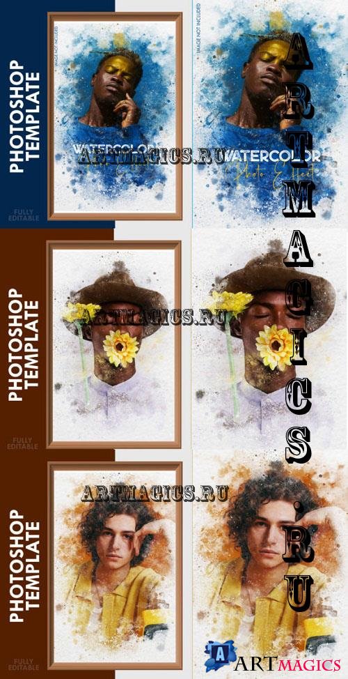 Watercolor Photo Effect - Photoshop Template