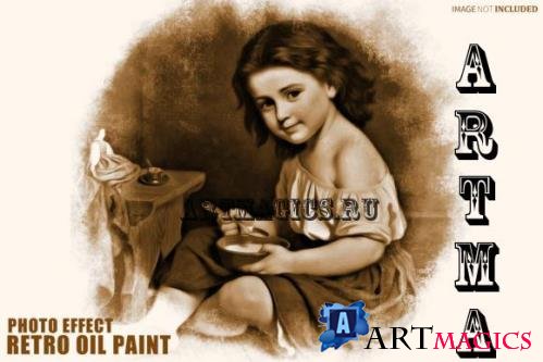 Retro Oil Paint Photo Effect Psd