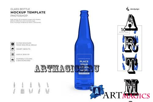 Glass Bottle Packaging Mockup Template Bundle - 1858127