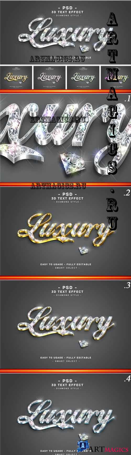 10 Pack 3d Diamond Colors Text Style Effects for Photoshop - 36641738
