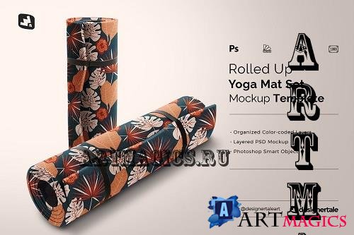 Rolled Up Yoga Mat Set Mockup - 5320706