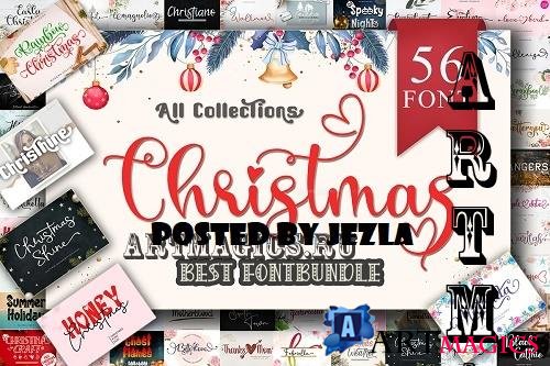 Christmas Font Bundle - 56 Premium Fonts