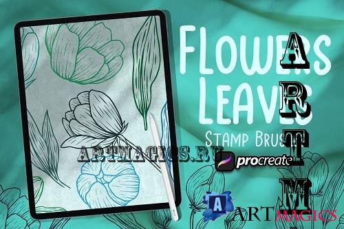 Flower & Leaves Brush Stamp Procreate