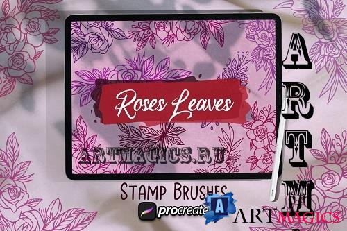 Roses Leaves Brush Stamp Procreate