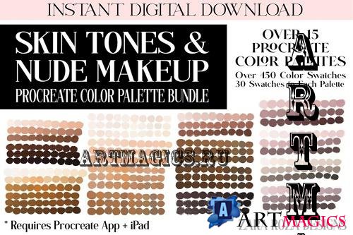 22 Skin Tones & Nude Makeup Procreate Color Palette BUNDLE - 1877254