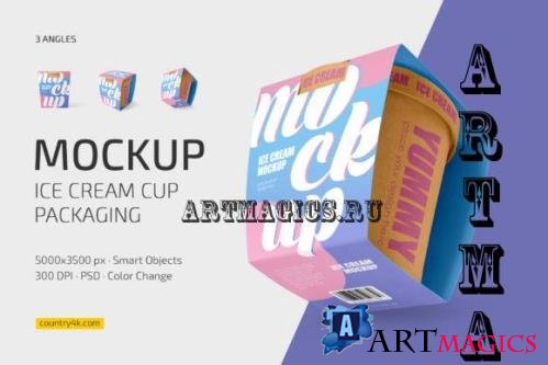 Ice Cream Cup Packaging Mockup Set - 7124989