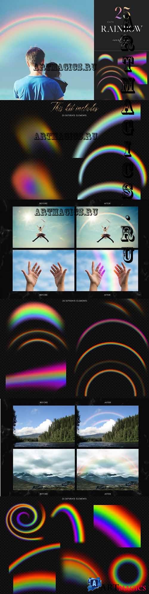 25 Realistic Rainbow Overlays, Rainbow Photo Effects - 1893769