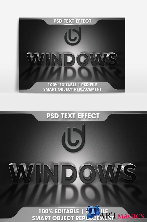 Windows text effect Text 3D correction
