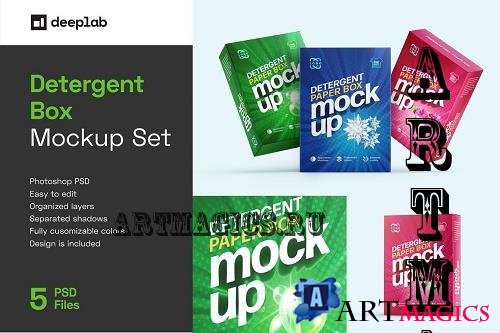 Detergent Box Packaging Mockup Set - 7118906