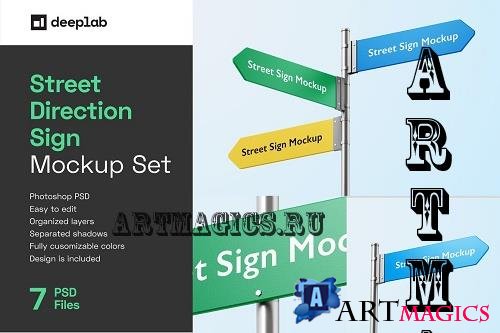 Street Direction Sign Mockup Set - 7127570
