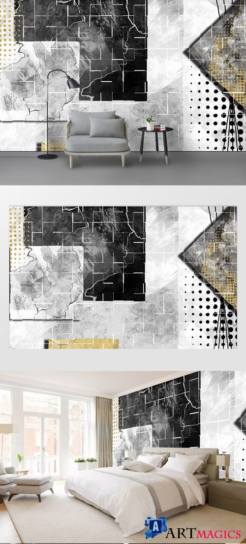 Geometric modern style tile marble background wall vol 9
