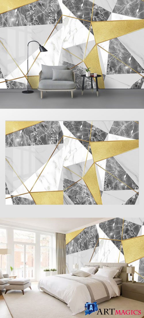 Geometric marble pattern tile line background wall vol 7