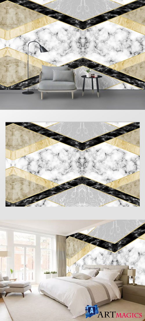 Geometric marble tile lines modern background wall vol 5
