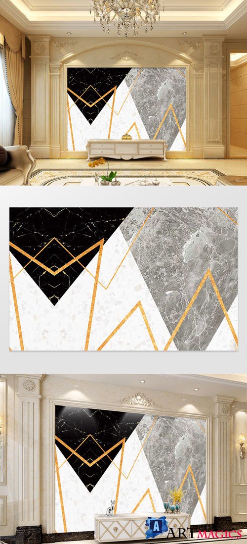Geometric marble modern style background wall vol 11