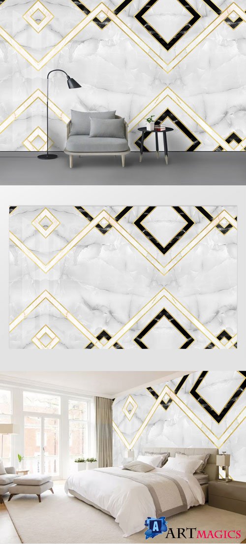 Geometric marble tile line pattern background wall vol 6