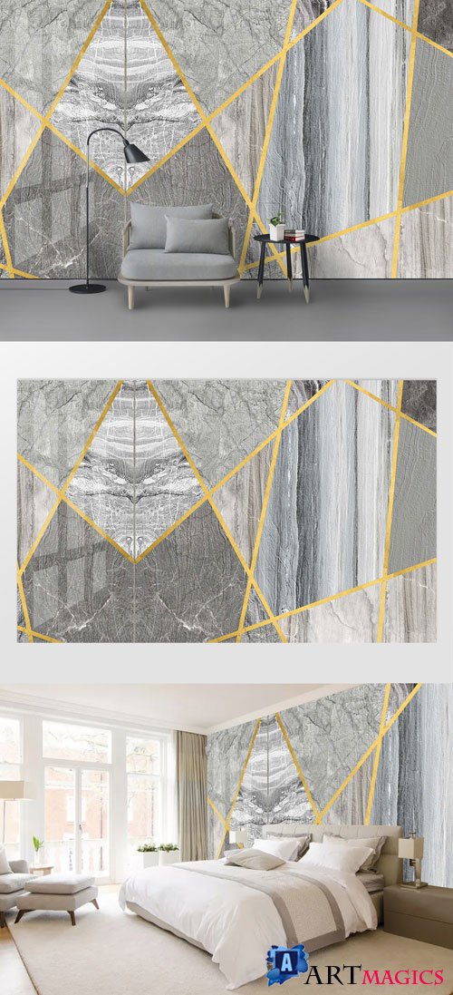 Geometric marble texture gilt light luxury background wall vol 4