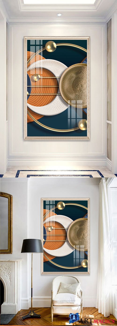 Entrance geometric relief neo-modern style decorative painting
