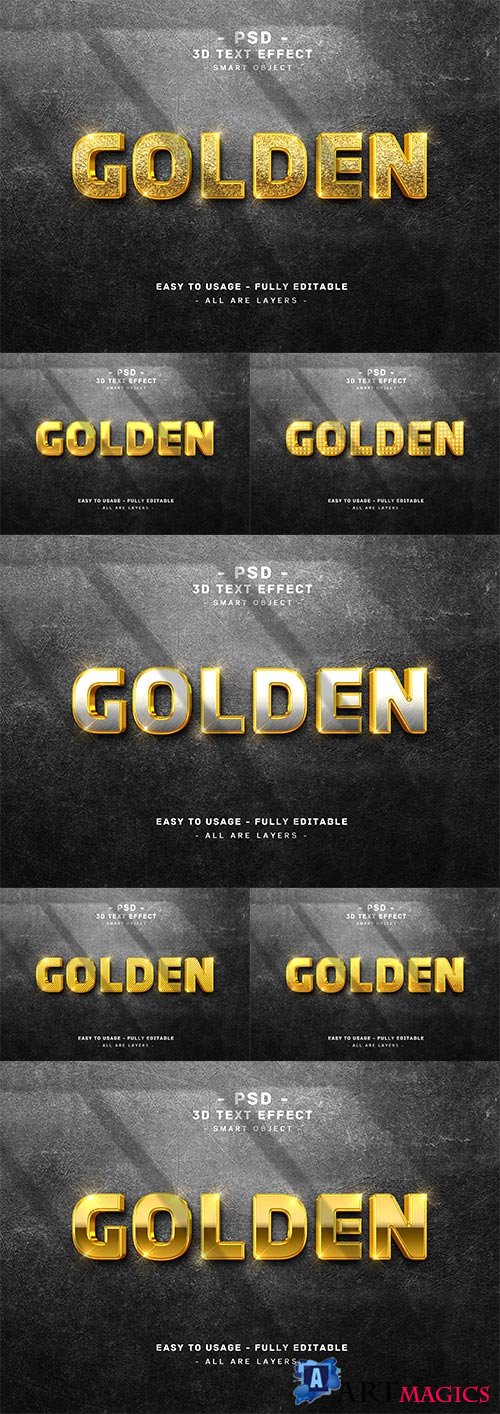 3d golden text style effect on wall premium psd