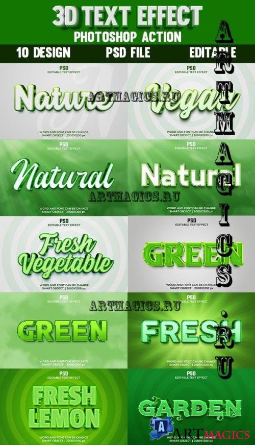10 Nature Fresh Vegetable Editable Text Style Effect Pack - 37411346
