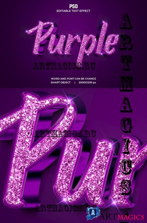 Purple 3d Editable Text Effect Style - 37411845