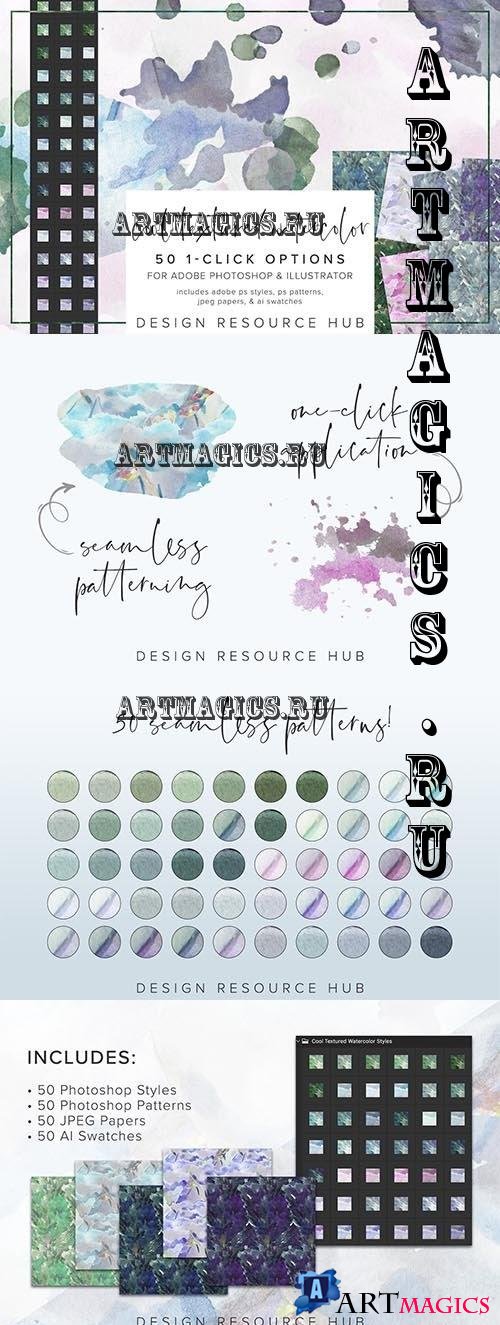 Cool Textured Watercolor PS Styles - 6966015