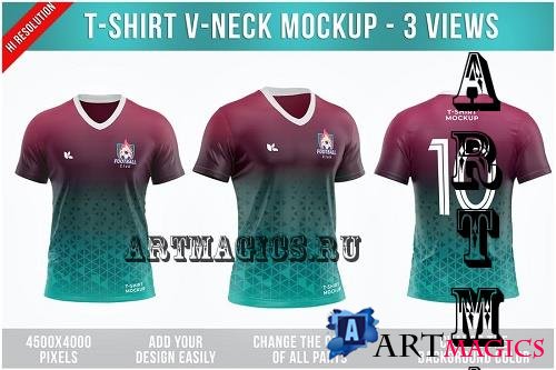V-neck T-Shirt Mockup - 3XBDMG6