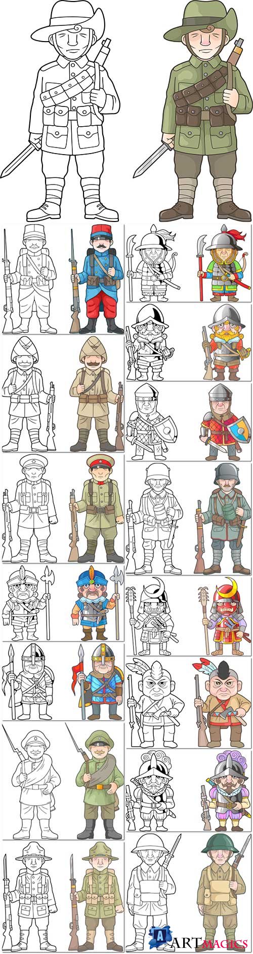 Cartoon soldier war premium vector