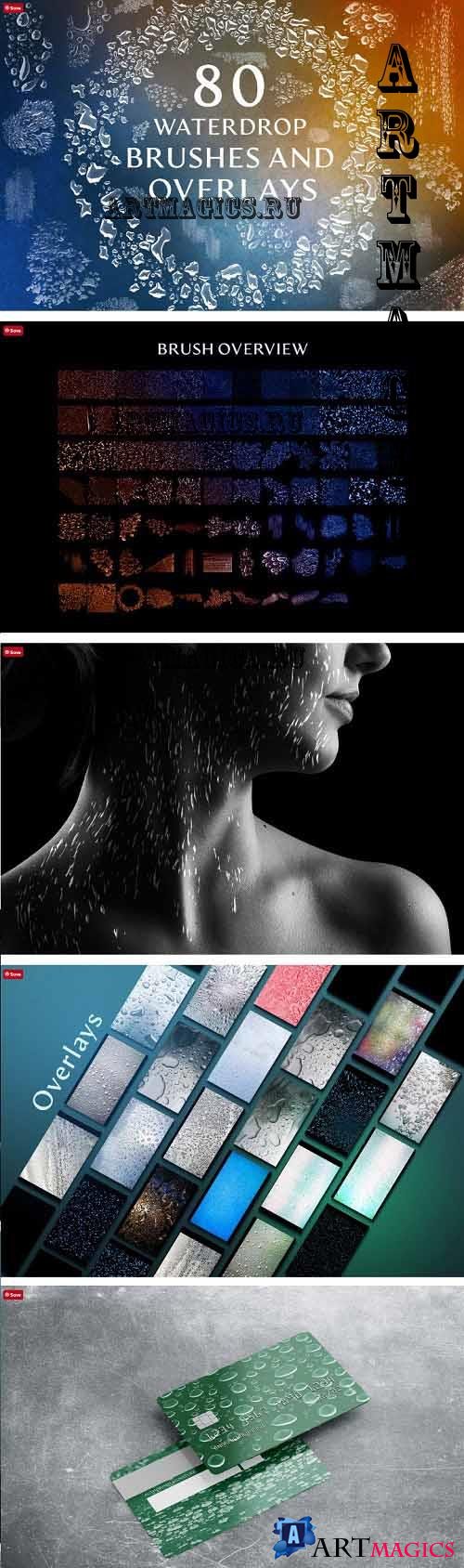 80 Water Drop Brushes & Overlays - 6134517