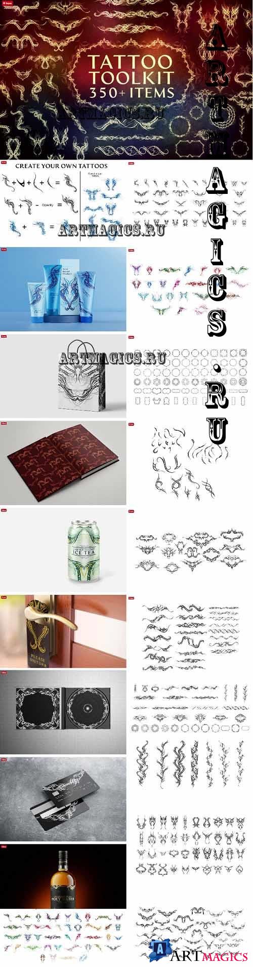 Tattoo Toolkit (Vector, PNG, Brushes) - 5559054