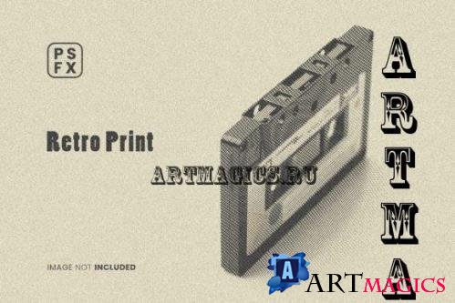 Retro Print Photo Effect Psd
