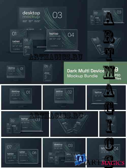Dark Clay Multi Device Mockup Set - 7165106