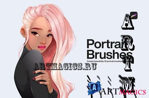 10 Portrait Brushes Procreate - UVFLKAS