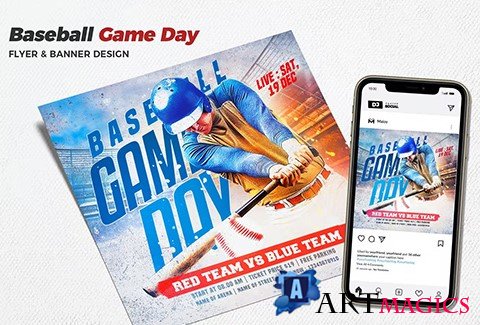 Baseball Game Day Social Media Promotion PSD