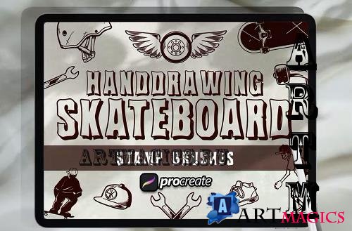 Hand Drawing Skateboard Brush Stamp