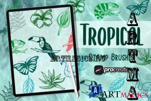 Tropical Element Brush Stamp