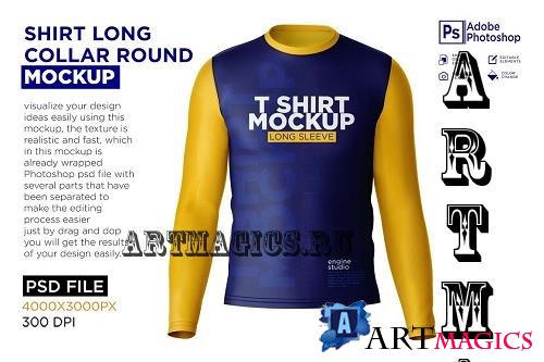 Shirt Long Collar Round Mockup - 7251081
