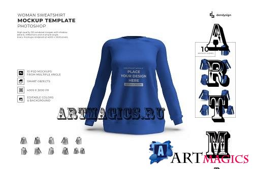 Woman Sweatshirt Mockup Template Set PSD - 1966728