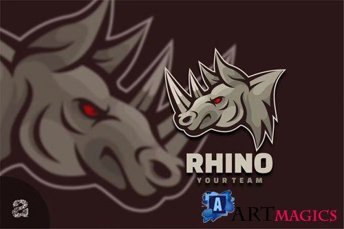 Rhino Head Character Mascot Logo