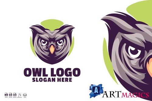 Owl Head Mascot Logo