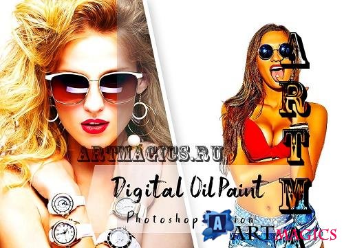 Digital Oil Paint Photoshop Action - 7268683