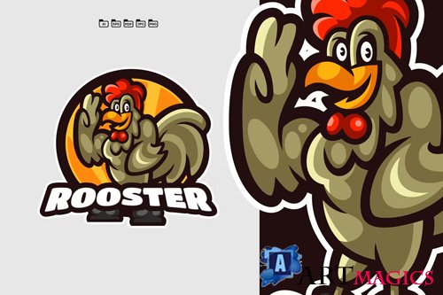 Rooster Cartoon Character Logo Template