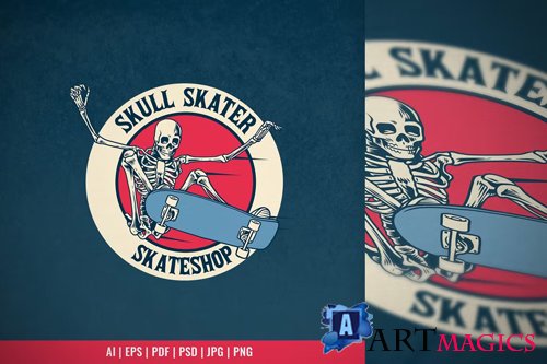 Vintage Skateboard Skull Logo
